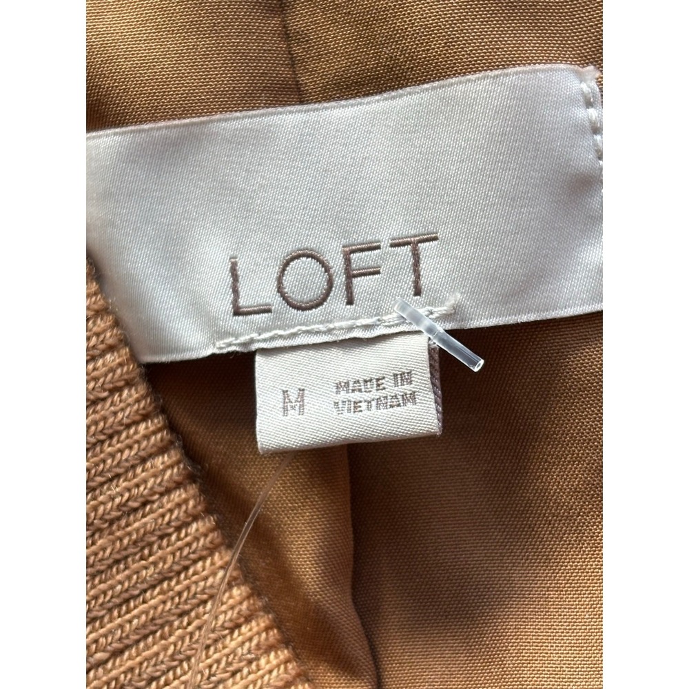 Loft Houndstooth Full Zip Bomber Jacket Brown Medium NWT Preppy Heritage Fall - Picture 6 of 8